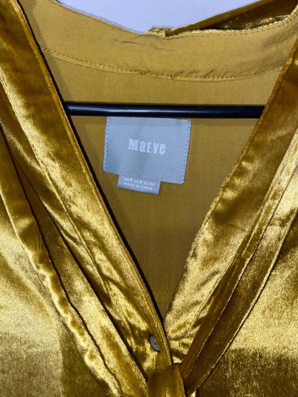Maeve Gold Satin Tie-Neck Blouse - Picture 4 of 4